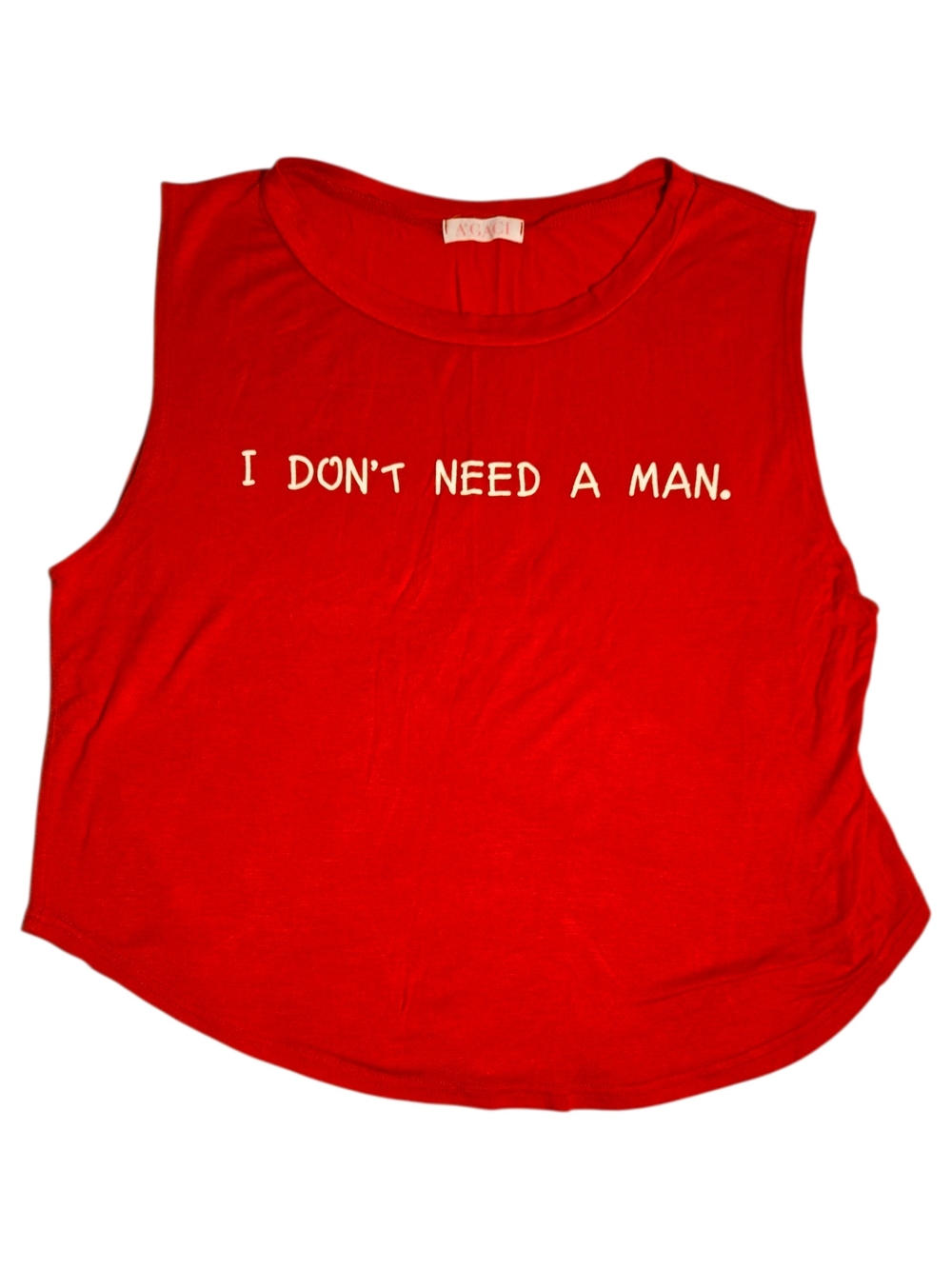 Red Graphic Tank "I DON'T NEED A MAN." Size Small